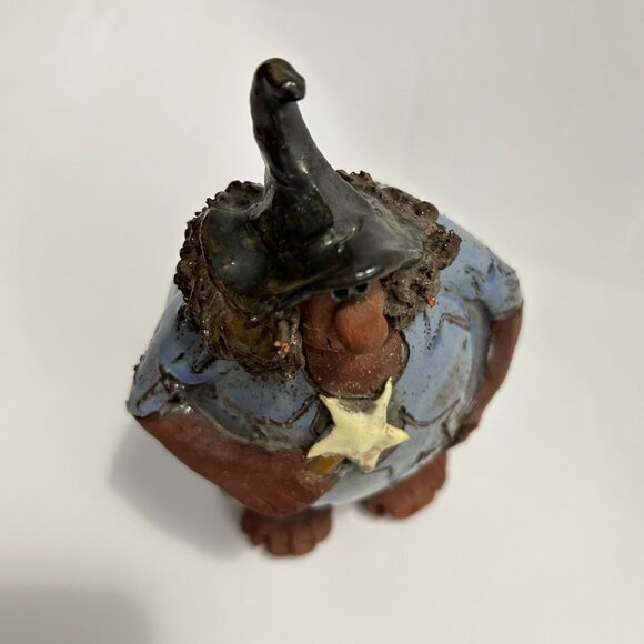 Vintage Sara Meadows Balloon People Pottery Signed wizard holding a star wand - Picture 7 of 11